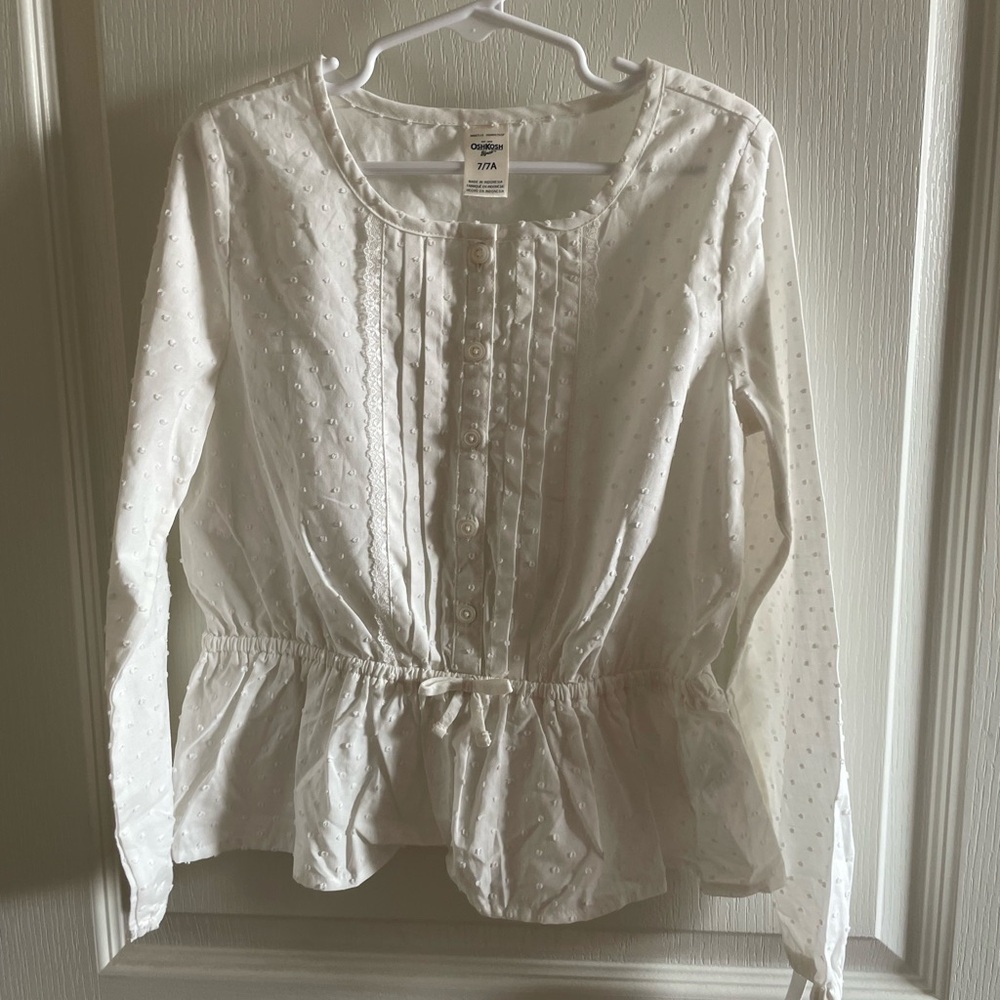 Oshkosh little girls size 7 NWT Gorgeous White Blouse